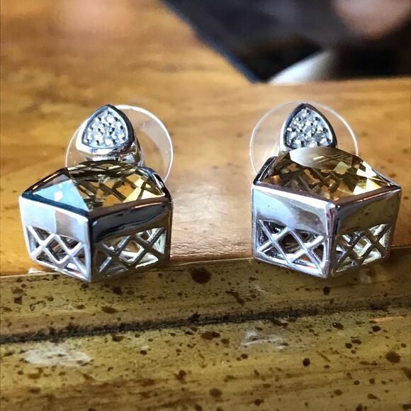 Brazilian Citrine Sterling Silver Dangle Earrings - Picture 2 of 7